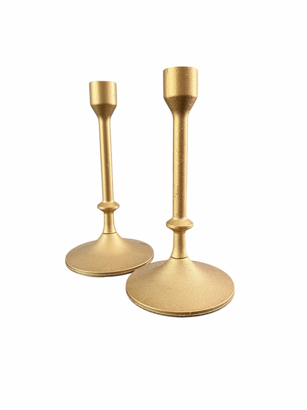 Gold Metal Taper Candle Holders - Pair